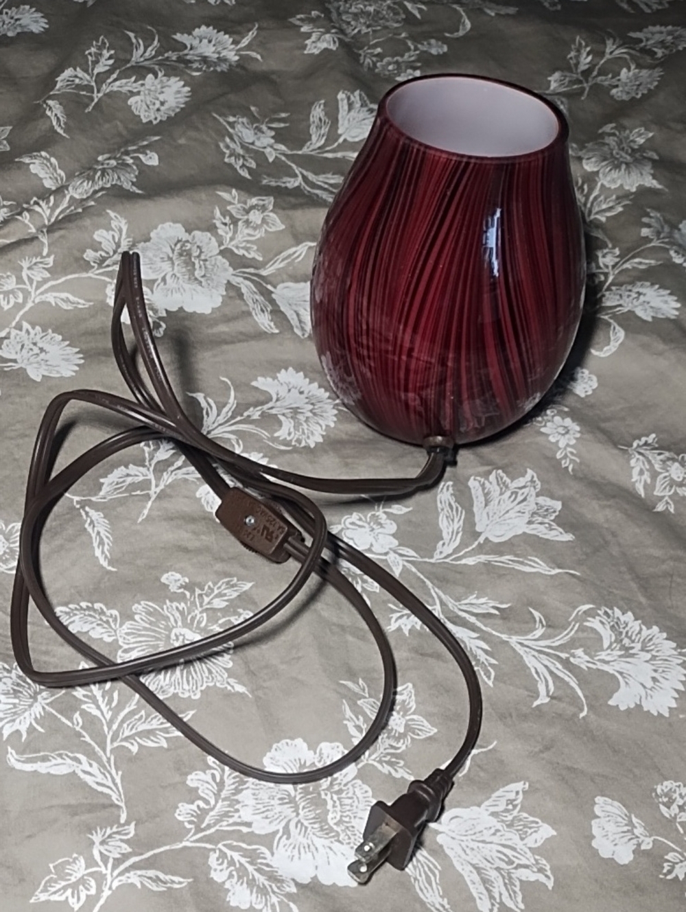 Glass Red And Black Swirl Electric Decorative Lamp 25W